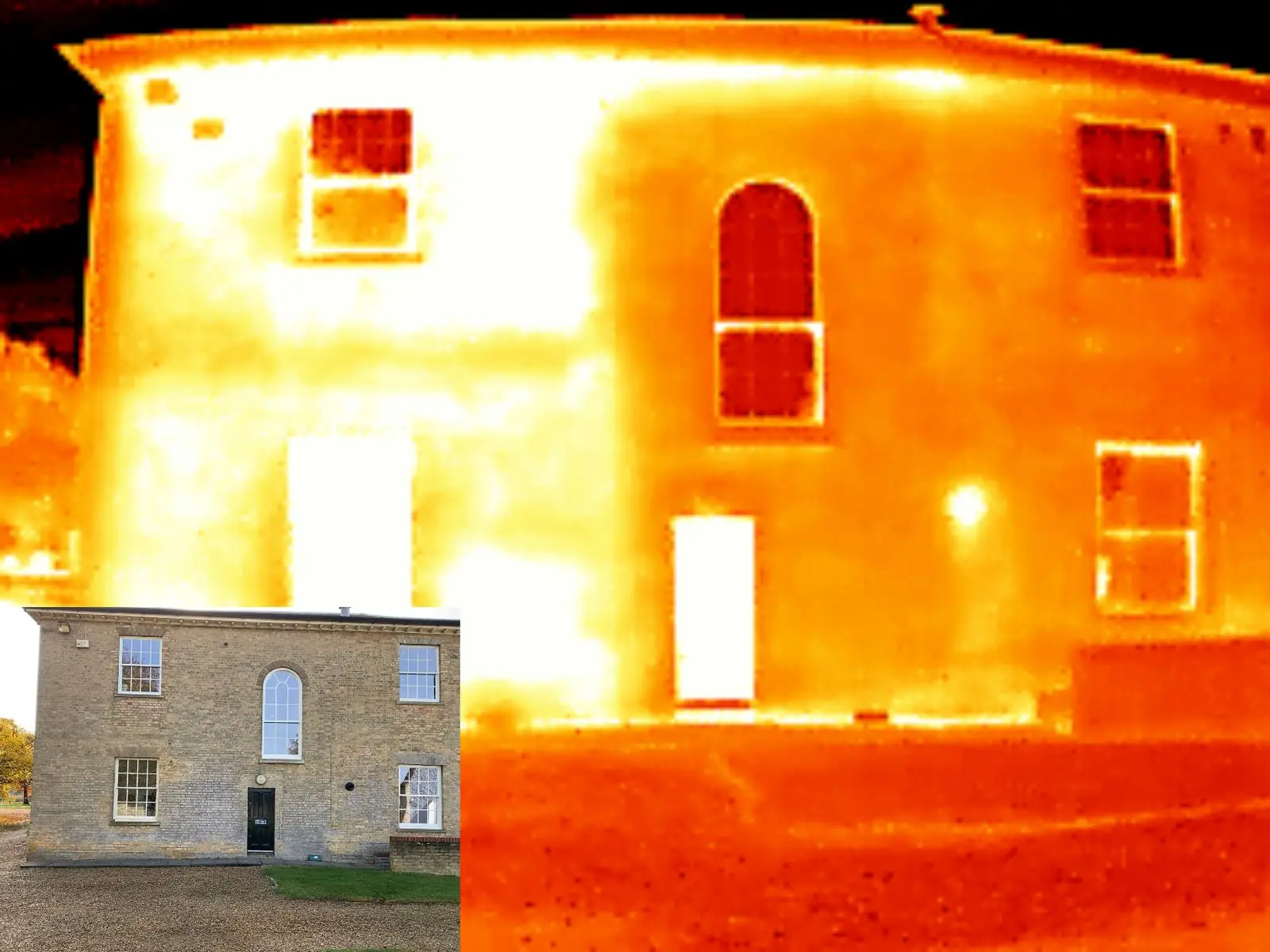 Close thermal scan of a retrofitted sash window