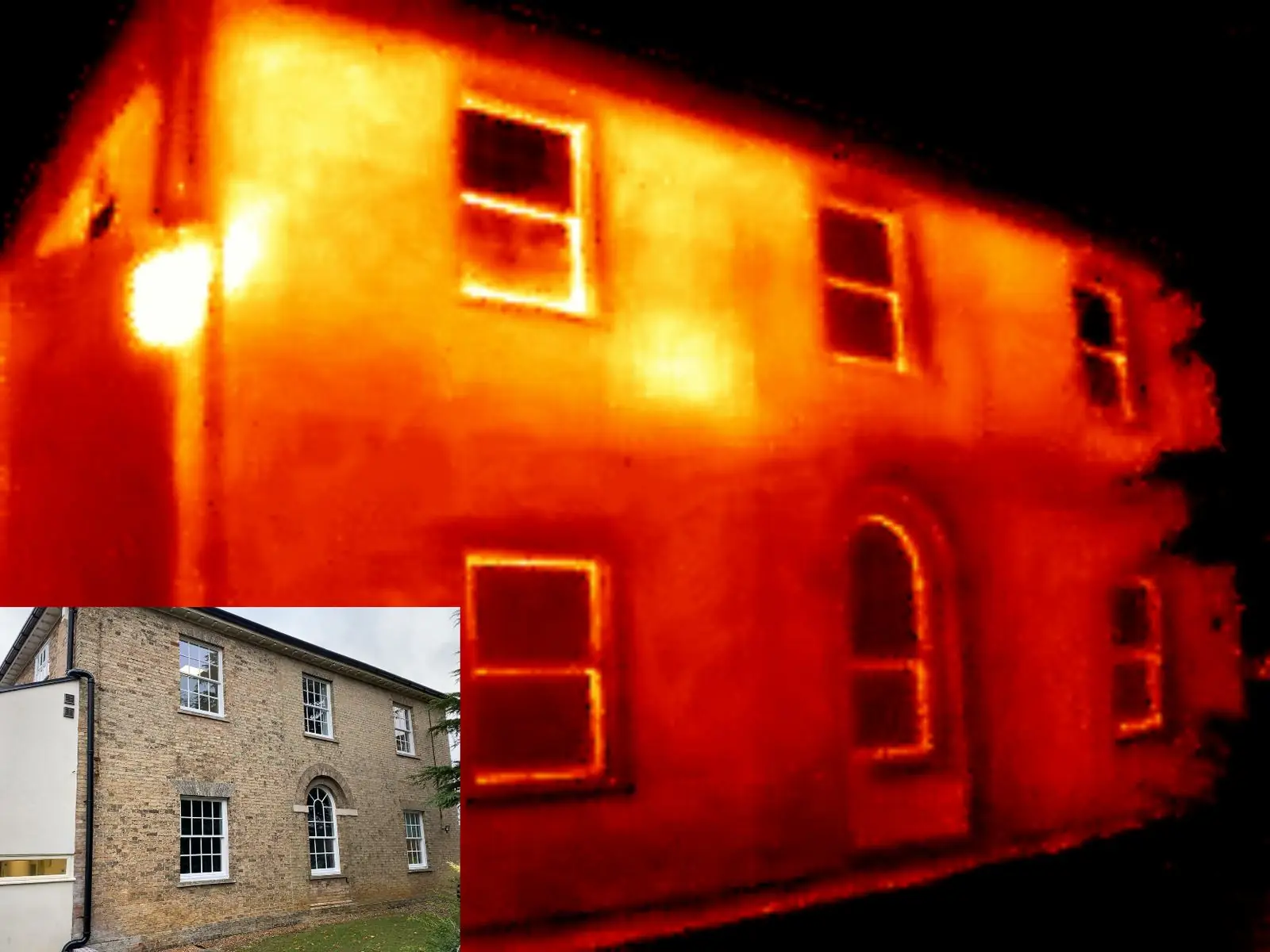 Thermal scan showing surface-temperature uniformity across a retrofitted sash window