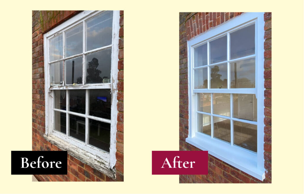 Timber window frame restoration