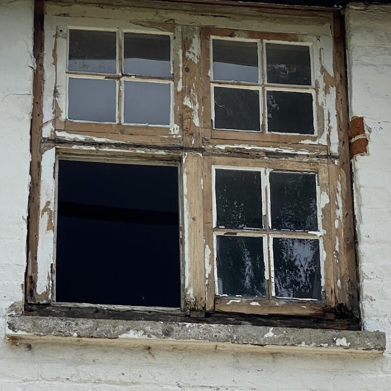 Deteriorated wooden frames