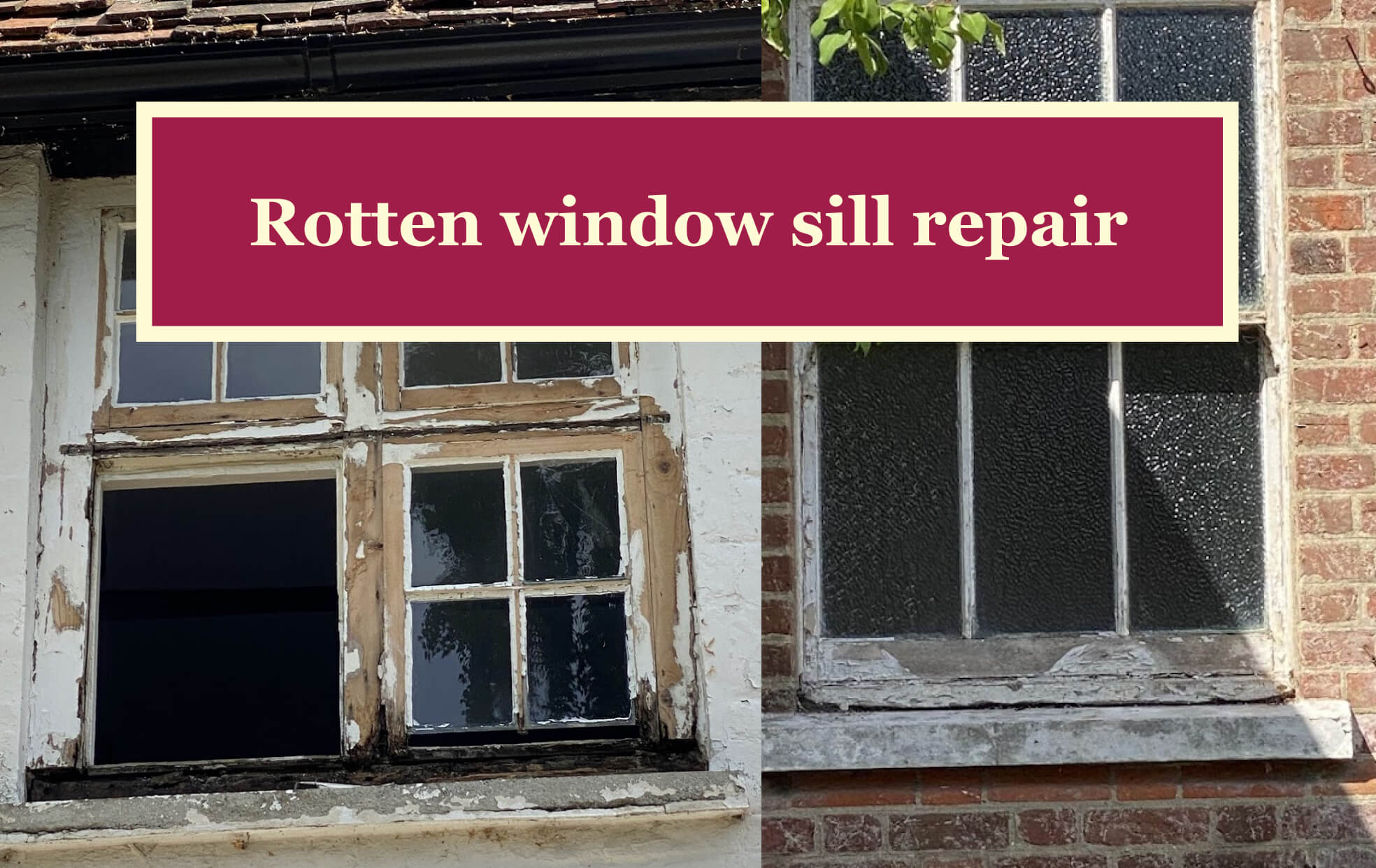 Rotten window sill repair guide: Exterior window sill repair technics